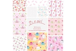 ASENME Papier scrapbooking, 10 feuilles format A4 Papier (C'est une fille, 10 unités)