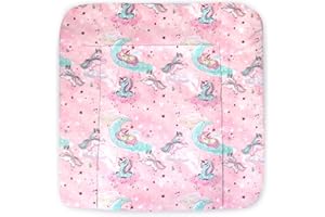 Balbina® Wickelunterlage Wickeltischauflage Wickelauflage baumwolle 70x70 I Pink Einhorn