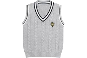 LOLANTA Boys Girls Knitted Vest V-Neck School Jumper Sleeveless Knitwear Sweater Pullover for Kids 5-11 Years