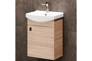 Planetmöbel Conjunto de Muebles de baño Lavabo con Mueble 45 x 60 x 33 cm para Aseo de Invitados, Roble Sonoma