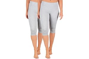 SES Capri Leggings Damen 2er Pack aus Größe 32-34 bis 56-58 / blickdichte Damen Capri-Leggings/elastische Damen Leggins 3/4 lang Baumwolle/Damen Capri Leggings mit Perfekter Passform