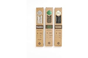 Sagrada Madre - Pack 3 Incienso 100% Natural Yagra Ruda Olíbano DURACIÓN Extra Abundancia Prosperidad Atraer Dinero Limpieza Energética Purificación