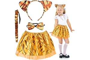 Fennoral 4pz Set Costume Animali Bambina Costumi Animali Bambini Costume per Travestimento da Animale-Fascia Papillon Coda Tutù Tulle-per Carnevale Halloween Imitazione Cosplay Festa Regalo