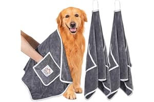 Laamsamling 120x70cm Hundehandtuch, 2 Stück Hundehandtuch Extra Saugfähig mit Griffaschen, Mikrofaser-Handtücher für Hunde und Katzen – ideal für Kleine, Mittelgroße und Große Hunde