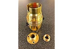 CEW COLCHESTER ELECTRICAL WHOLESALE LTD Brass switched lamp holder Kit BC fitting c/w base plate adaptor & reducer