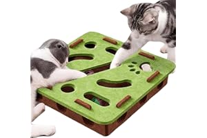 Speedy Panther Interactive Cat Puzzle Toy, Mental Stimulation Box with 3 Balls, Indoor Cat Brain Training Game, Green