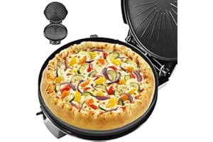 KRAFTLINE Pizzaofen 1200W Elektrischer Pizza Maker bis 320°C Pizzamaker Durchmesser 33cm Backofen Signallampe 15-Minuten-Timer für Selbstgemachte oder Tiefkühl-Pizza Quiche oder Wraps (Schwarz)