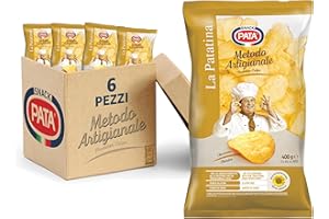 PATA | Patatine Classiche Metodo Artigianale, Senza Glutine, Con Olio di Semi di Girasole Alto Oleico, Fonte di Iodio, 6x400g