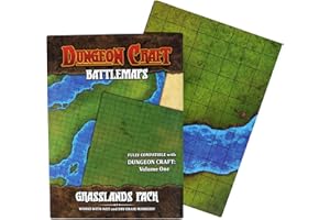 Dungeon Craft Battlemaps Board Game, Battle Mat for Dungeons and Dragons, Double-Sided Gloss Laminated DND Mat, Wet and Dry Erase Board, Table Top Games (Grasslands Pack, 24"x33"/1" Grid)