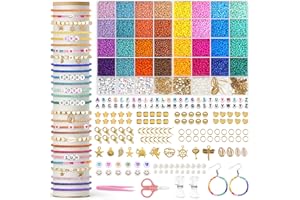 Amteker 16000 Perlen für Armbänder 3mm, Armbänder Selber Machen 32 Farben, Bastelset Kinder ab 4 6 Jahre, Schmuck Basteln Geschenk Mädchen 4-12 Jahre, Weihnachtsgeschenke für Kinder