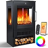 KESSER® elektrische open haard met ventilatorkachel en afstandsbediening, 2000 W, elektrische verwarming, met led-haardvuureffect, vlameffect, geluidsarm, regelbaar, wit