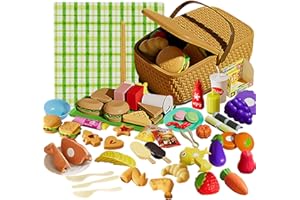 IZDUDO Dinette Nourriture Enfant, 56PCS Fruits et Légumes Jouets à Couper de Jouet imitant, Jeux à Educatifs pour Garcon Fille 3+ Ans