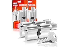 GERCAR Juego de 2 cilindros 30/30 con pomo y cierre uniforme, incluye 10 llaves, longitud: 60 mm, A:30, B: 30-2 unidades