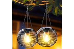 Lanterne Solari da Esterno,Ortiny 2 Pezzi Lanterne da Esterno con IP 65 Lanterne Halloween Ideale per Matrimoni Giardino Natale Feste Patio Eventi per IInterni ed Esterni Decorazioni(Bianco caldo)