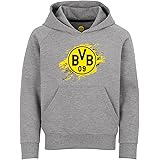 Borussia Dortmund Unisex Jugend Hoodie Logo Kinder grau, 128