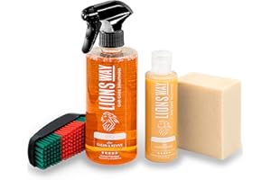 LIONSWAY Kit De Limpieza, Renovador E Hidratación De Cuero, Piel Y Tela Del Coche - Intenso Y Potente Acondicionador De Tapiceria. Limpiador Cuero Coche E Hidratador De Cuero Coche.