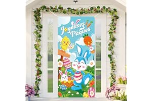 DPKOW francuski wesoły wielkanocny uchwyt na baner na Wielkanoc dekoracja, szczęśliwa wielkanocna baner do Francji Wielkanoc drzwi zewnętrzne, dekoracja na Wielkanoc ogród tło dekoracja ściany, 185 x