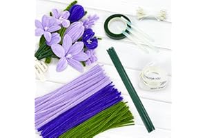 JOYSAL Fil Chenille 300 PCS, Set de Nettoyeurs pour Loisirs Créatifs, Cure-Pipes (Violet Clair/Violet/Vert Mousse)