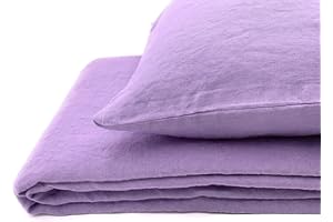 ‎JOWOLLINA JOWOLLINA Natur Leinen Bettwäsche-Set Soft Washed Finish 180 g/m2 (Purple Rose, 155x220 cm, 40x80 cm)