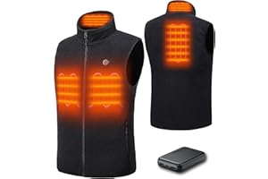 HEWINZE Polaire Gilet chauffant Femmes avec batterie incluse, veste chauffage usb, utilisée pour le ski, le camping, la pêche sur glace et d'autres activités de plein air.