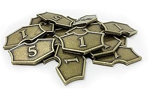 Set of 20 Metal MTG Loyalty Counters by Citadel Black - with Velvet Drawstring Pouch, Antique Gold Finish Metal Tokens, Magic: The Gathering