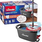 Vileda Turbo 3-in-1 Floor Mop with Swivel Drainer and Pedal Bucket | Telescopic Handle 85-123 cm | Microfiber Head | Sustaina