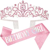 Déco Fête Birthday Queen DRESHOW Couronne Et écharpe Anniversaire Reine - Strass, Diadème Et Ceinture Birthday Queen, Déco Fête Couronne Birthday Queen