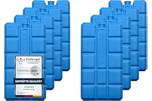 VonBueren 2-8 ghiaccioli per Borsa frigo e per raffrescatore | 12h di Raffreddamento | ca. 200 g ghiaccetto Freezer | ca. 8,1 x 15,2 x 2,2 cm per mattonella Ghiaccio | Anche per Contenitore frigo