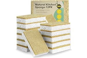 VOWOBEST Spülschwamm Küchenschwamm 12 Stück, Natürlicher Putzschwamm aus Zellulose-Kokos, Zweiseitiger & Kratzfester Schmutzradierer Schwamm Für Küche Geschirr Bad, Kompostierbar & Nachhaltig Scheuerschwamm