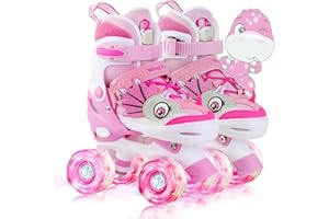 WESKIFAN Dinosaure Patins à roulettes Enfant Roller Quad Roues Garçons Filles Taille Réglable Ajustable avec 4 Roues Lumineuses pour Débutants Cadeau Noël d'anniversaire