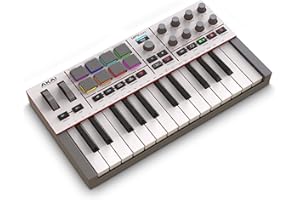 Akai Professional MPK Mini IV Teclado Controlador MIDI USB-C para Principiantes y Productores - Pads de Batería MPC, Ruedas de Pitch & Mod, Lecciones, Software de Producción con 1000+ Sonidos, Gris