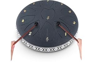 HELANGEL Tongue Drum 11 Note 6 Inches D-Key Rain Drums for Garden,Handpan Drums with Music Book, Mallets and Carry Bag,Percussion Instrument Gift for Meditation Musical Education Mind Healing