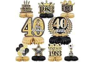 MOORLE 40. Geburtstag Männer Frauen, 9stk 40. Geburtstag Dekoration Tischdeko, Bienenwabe Mittelstück Schwarz Gold Waben Party Tischdekoration für 40 Jahre Party Zubehör Deko