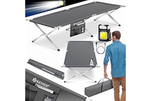 KESSER® Lit de Camping Pliant avec Sac de Transport et Poche latérale 210 x 73 x 45 cm Charge maximale 150 kg Tube métallique 600D Tissu Oxford Portable Chaise Longue de Voyage Confortable avec Sac