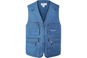 Btmpmcs Gilet da Pesca All'aperto da Uomo Casual Multi-Tasche Panciotto Leggero Traspirante Gilet da Sport Reporter Caccia Fotografia Giacca da senza maniche da Lavoro