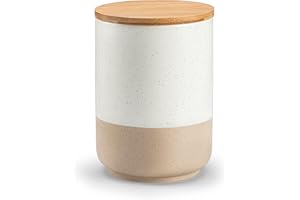 vancasso Sabine Zestawy pojemników na blat kuchenny, duże ceramiczne słoiki do przechowywania żywności z hermetycznymi drewnianymi pokrywkami, duże pojemniki kuchenne na kawę, cukier, herbatę, mąkę,