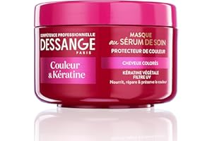 L’ORÉAL PARIS DESSANGE - Maska do włosów Color & Keratyna - Formuła wzbogacona o keratynę roślinną i filtr UV - odżywia, naprawia i zachowuje kolor - Do włosów farbowanych - 250 ml