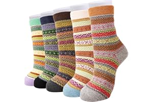 RnCop 5 Pairs Women Winter Socks, Thick Warm Thermal Wool Knitting Ladies Socks, Colourful and Quality Gifts for Women
