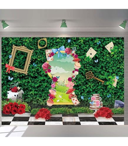 Toile Fond Photo Thème Alice Au Pays Des Merveilles - 1.5x2.1m - Décoration Fête