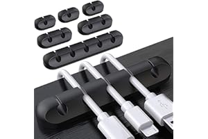 NINONLY Cable Holder Clips, Cable Clips, 7 Pack Desktop Cable Organizer Cord Wire Management Self Adhesive Holder for USB Charging Cable/Power Cord/TV Cable/Mouse Cable PC Office Home (Black)