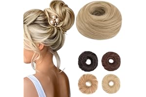 Benehair Chignon Queue de Cheval Extension Chignon Postiche Cheveux Synthétique Postiche Queue de Cheval Élastique Facile Ponytail Extension pour Femme (Blond cendré, 55g)