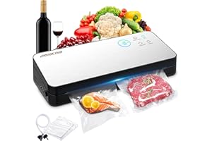 HOJOCOJO Machine Sous Vide pour Aliments Secs et Humides - Appareil Sous Vide avec Couteau de Coupe, Sacs Sous Vide Inclus, Soudeuse Sous Vide Argent