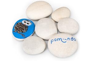 pamindo® Steine zum Bemalen Set - Glatte rundliche & teilweise flache Kieselsteine zum Basteln - handverlesene Deko-Steine als Kreativ Set für Kinder – hellgrau/beige - Natursteine 80-110 mm groß
