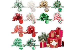 shallyong 12 Lazos Regalo Navidad Envolver Regalos, Lazos Regalo Navideños 13 cm, Moños y Cinta Navidad Decorativos, para Decoración de Regalos, Botellas y Cajas Navideñas (12)
