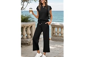 Conjuntos de dos piezas para mujer, trajes de vacaciones de verano, manga casquillo, conjuntos a juego, ropa de playa