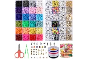 Kit Braccialetti Perline, Beihre Lettere Braccialetti Fai Da Te Bambina 6mm Colorate Braccialetti Fai Da Te Perline Piatte per la Creazione di Bracciali e Gioielli