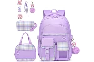 HANXIUCAO Cartable Fille Primaire, Kawaii Sac a Dos, Avec compartiment pour ordinateur portable pour Enfants de 6 à 12 Ans