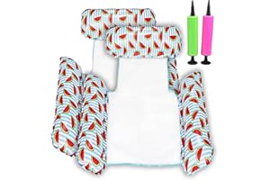 JR Quality Product Pack of TWO Melon Water Hammock Inflatable Floating Chairs with TWO Pumps - Easy to Inflate - Ideal for Swimming Pool or Beach Lounging, One Person (MTJ-04-01)