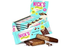 N!CK'S Protein Wafer Bar | 25% Protein | 198 Calories | Low carb Choklad Kexbar Snack utan tillsatt socker, glutenfri (Chocolate, (24x40g))
