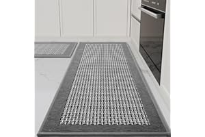 SIXHOME Tappeto cucina antiscivolo lavabile Tappetini da cucina moderni assorbenti e antimacchia(Grigio,2pezzi,40x60cm+40x120cm)